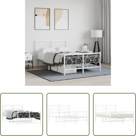 vidaXL Estructura cama sin colchón con estribo metal blanco 120x190 cm (1/5)