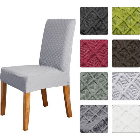 Housse De Chaise - Extensible - Motif Losanges - Pour Salle À Manger Hôtel Restaurant - Hauteur Dossier 45-60 Cm - Lot De 1 (1/5)