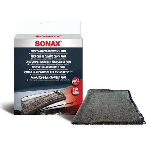 Chiffon de séchage en microfibre - SONAX - MicrofaserTrockenTuch Plus - 50x50 cm - Blanc - Absorbant - Séchage rapide