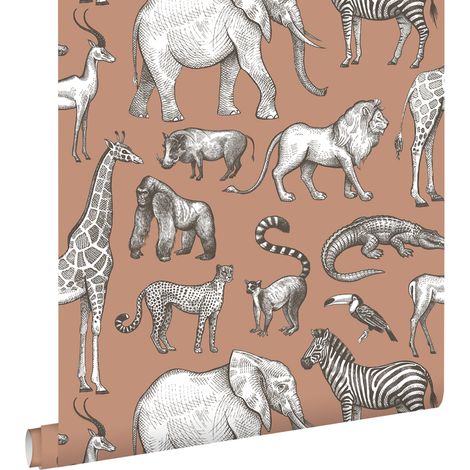 papier peint animaux de la jungle terracotta  - ESTAhome (1/5)