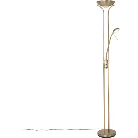 Moderne Stehlampe Bronze mit Leselampe inkl. LED dunkel bis warm - Diva