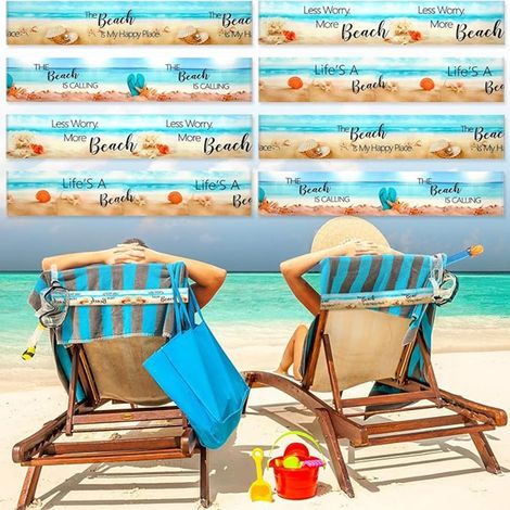 Juego de 8 correas elásticas para sujetar toallas de playa, resistentes al viento y elásticas, en colores surtidos. (1/5)