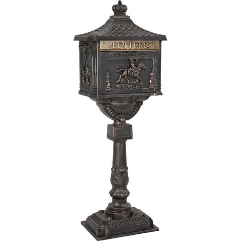Standing Mailbox Bronze 42.5 x 29.5 x 117 cm Cast Aluminum vidaXL