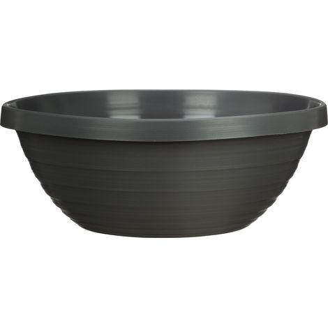 Scheurich Country Star 30, Pflanzschale/Blumentopf/Pflanzkübel, rund,  aus Kunststoff Farbe: Metallic Grey, 29 cm Durchmesser, 11,1 cm hoch, 3,8 l Vol. (1/5)
