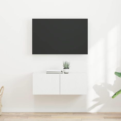 Meuble TV mural 2 pcs-Banc TV-Meuble Télé Blanc 60 x 31 x 29.5 cm Bois d'ingénierie 784732 (1/5)