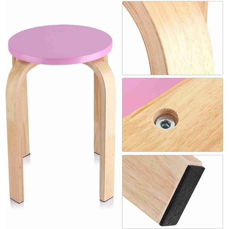 SJLERST Tabouret Empilable en Bois courbé pour Enfants avec Vis Intégrées et Design Antidérapant (Pink) (1/5)