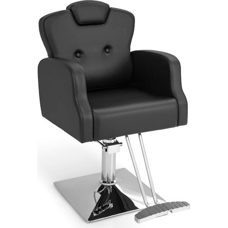 Poltrona da barbiere regolabile nera 89,5 x 64 x 99-114 cm con rotazione a 360° e poggiatesta ergonomico in PVC 200021052