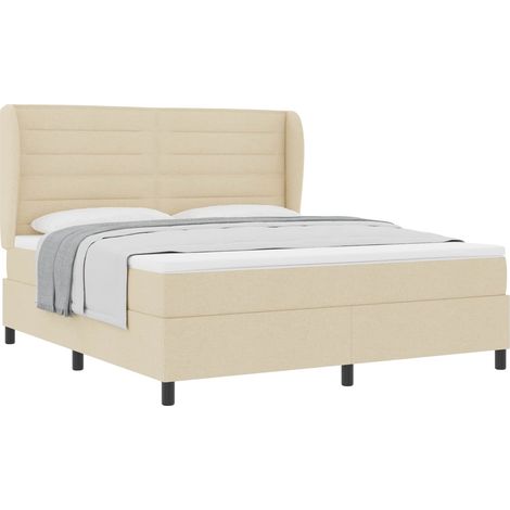 Maison Exclusive - Lit à ressorts avec matelas Crème 180 x 200 cm tissu (1/5)