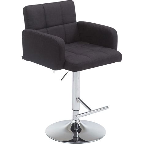 Sgabello da bar x1 con braccioli e comodo schienale in tessuto nero gambe in metallo cromato TDB10783