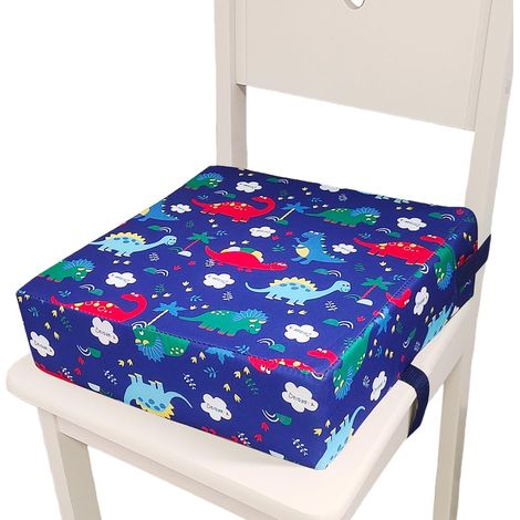 Rehausseur de chaise enfant, 33 x 33 x 8 cm, coussin de siège déperlant, rehausseur de table, rehausseur portable, lavable, réglable, démontable, antidérapant (bleu) (1/5)