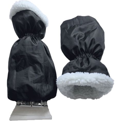 Eiswischer mit Wischhandschuh, Fleecefutter und integriertem Gummiband, schwarz, 32 cm x 16 cm (1/5)