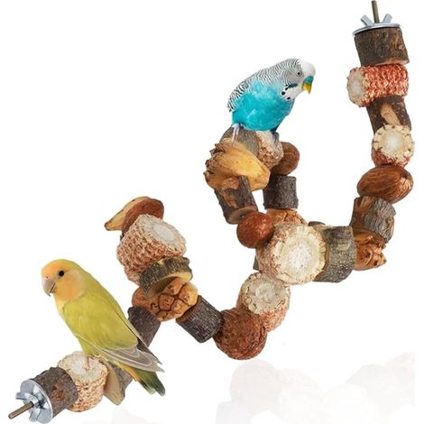 Perchoirs pour oiseaux, jouet naturel à mâcher, perroquet, balançoire à oiseaux, bloc en bois, perruches, calopsittes (80 cm) (1/5)