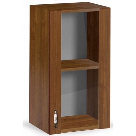 Pensile per cucina con 1 anta vetrina noce antico Cm 40x32xH 72