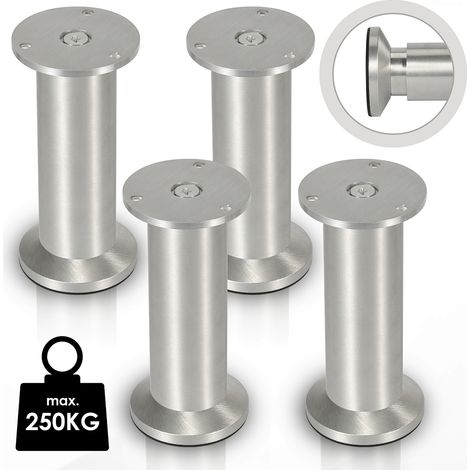 4x Möbelfuß Möbelfüsse Aluminium Fuss Durchmesser 40 mm Höhe 200mm Schwarz Höhenverstellbar (1/4)