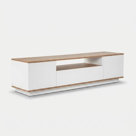 Mueble para TV moderno con puertas y compartimentos de almacenaje Veramont - Blanco