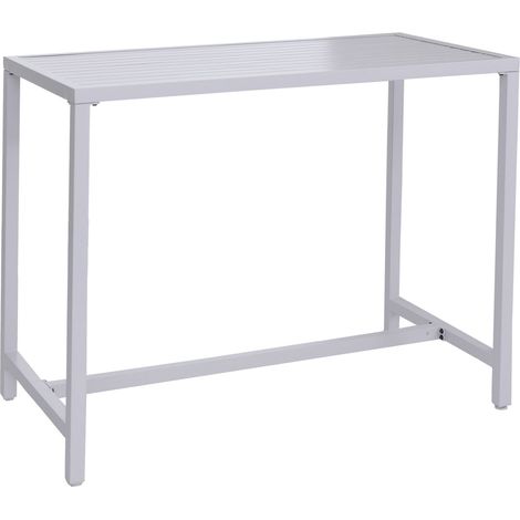 Mesa alta HHG-294, mesa de jardín, mesa de bar, metal para exteriores, 105 x 130 x 65 cm, gris claro (1/5)