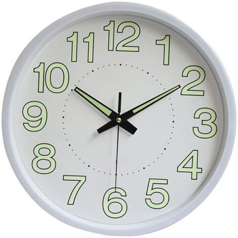 Horloge murale lumineuse de 12 pouces, Quartz rond minimaliste pour chambre à coucher, décoration de salon, blanc (1/5)