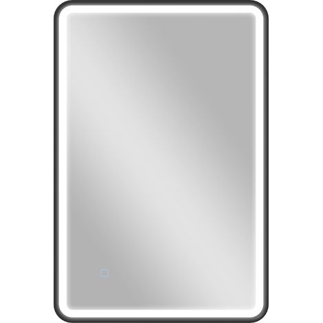 Miroir de salle de bain avec éclairage intégré, 90 x 60 cm, mural, éclairage LED, antibuée, 3 couleurs de lumière, intensité variable, noir (1/5)