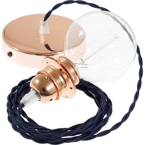 Lampada sospensione creative cables tm20 cavo tessile blu rame (1/3)