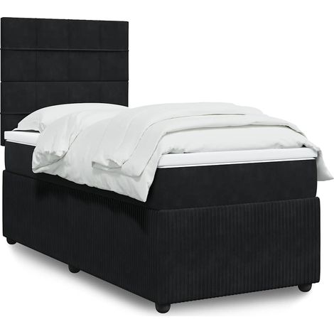 Boxspringbett mit Matratze Schwarz 90x190 cm Samt