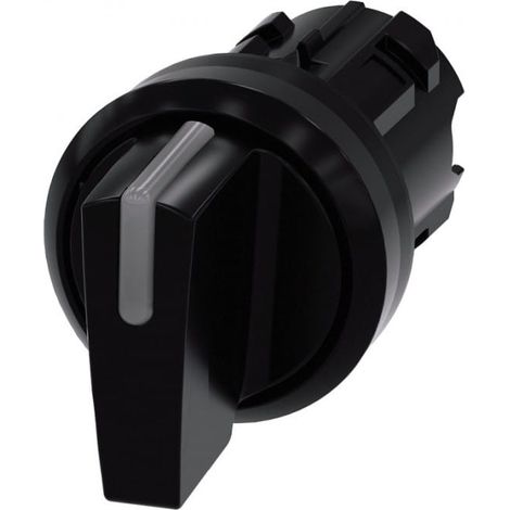 Interruptor de 3 posiciones de 22 mm, negro, antirretorno I-O-II, retroiluminación posible, plástico IP69k, Sirius ACT 3SU1002-2BL10-0AA0