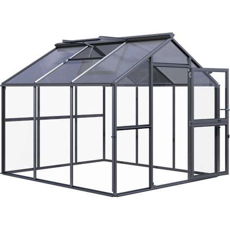 KGT Gewächshaus "Novum III", anthrazit-grau, 8,4 m², 4 mm ESG, 10 mm HKP