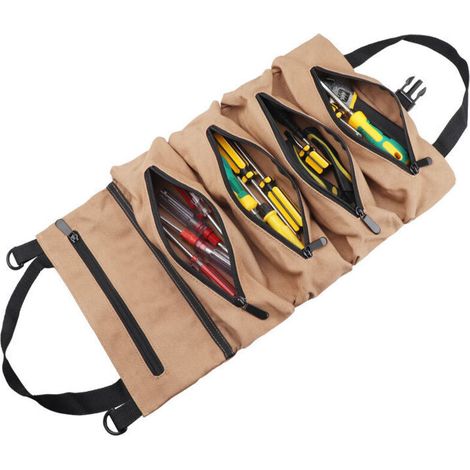 Sac à outils multifonctionnel en toile résistante – 5 poches organisées pour bricolage maison, électricien, menuiserie et atelier (1/4)
