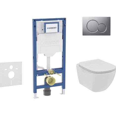 Geberit Duofix - Set Vorwandelement, Tesi-WC mit Softclose-Sitz und Sigma01-Betätigungsplatte, Chrom matt SANI11CD2110 (1/5)