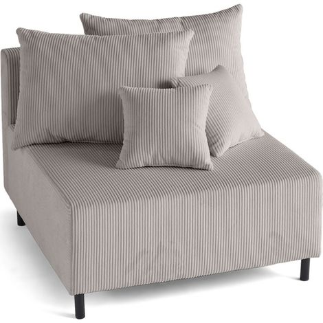 Edinburg - module d'assise sans accoudoirs - en velours côtelé - gris clair (1/5)