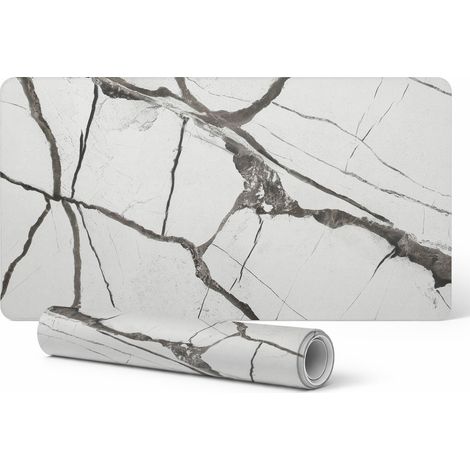 Alfombrilla protectora antideslizante para escritorio con estampado de m谩rmol craquelado, 90x45 cm. (1/5)