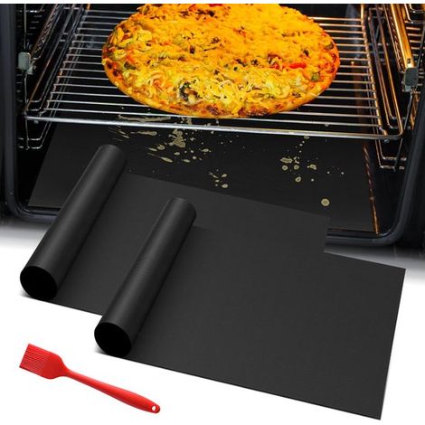 Tappetino da forno - 2 pezzi - 40 x 50 cm - Tappetino per griglia barbecue - Con pennello per olio - Tappetino per griglia barbecue - Tappetino da forno - Protezione per forno - Accessori per barbecue (1/5)