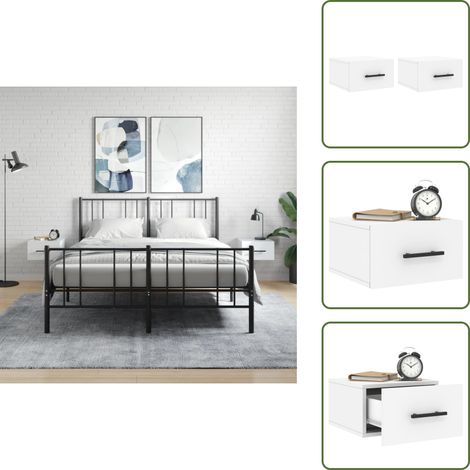 The Living Store Mesitas de noche de pared 2 uds blanco 35x35x20 cm - Mesita de pared