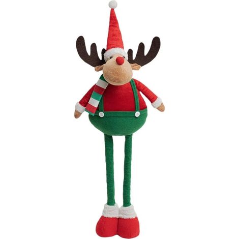 TrAdE Shop Traesio - Bambola Decorativa Natalizia Peluche Forma Renna In Piedi Gambe Estensibili 90 Cm 624415 - (1/5)