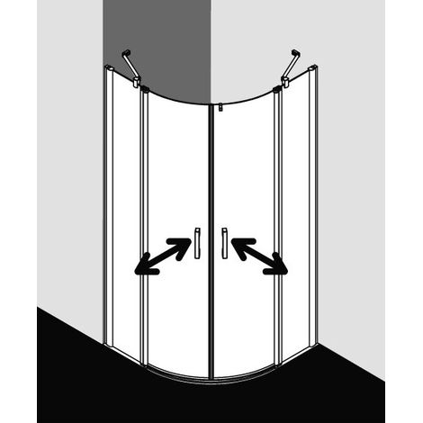 Kermi Quart de cerclePega P55 1010x 2000 BV : 965-990 SIHG verre trempé transparent Clean (1/5)