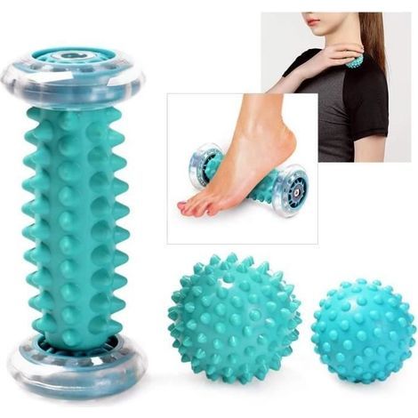Fußmassage-Set – Massagerolle und 2 Massagebälle – Blau (1/4)