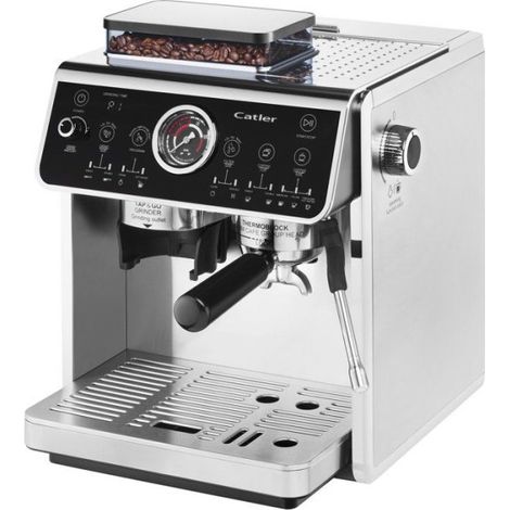 Machine à expresso à levier CATLER ES 910 - Café en grains - Double pompe 20/5 bars - Broyeur inox 30 niveaux - Noir/inox (1/5)