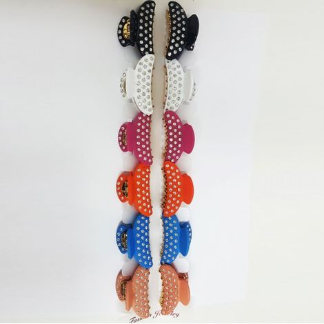 TRADE SHOP - Set 2 Fermacapelli Pinza Pinze Glitter 5.5cm Molletta Accessori Brillantini -