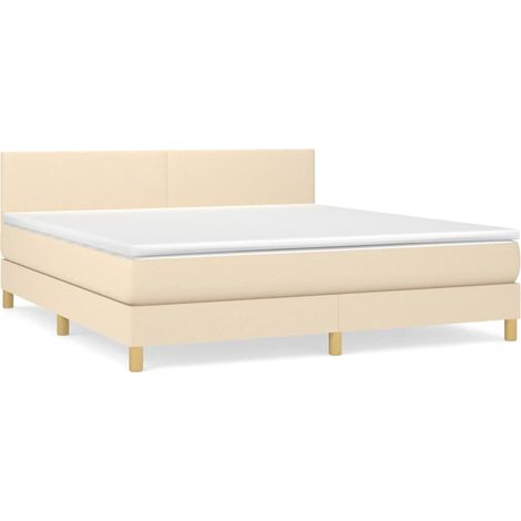 Maison Exclusive - Sommier à lattes de lit avec matelas Crème 160x200 cm Tissu (1/5)