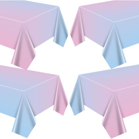 4x Tischdecken Gender Reveal, wasserdicht, Rosa & Blau, 130x220 cm