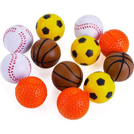 Set mit 12 weichen Katzenspielzeugen aus Schaumstoff mit einem Durchmesser von ca. 4 cm, darunter Schaumstoffbälle, Gymnastikbälle und interaktives Kätzchenspielzeug in zufälligen Farben. (1/5)