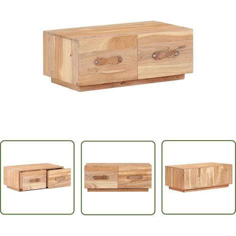 The Living Store Table basse 90x50x35 cm Bois de récupération massif - Table Basse Rustique - Table Basse Vintage - Meubles En Bois Recyclé - Table D'appoint Design - Table Basse Industrielle (1/5)