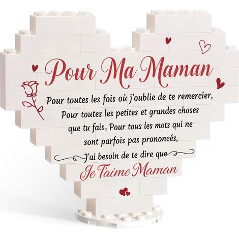 Idee Cadeau Fete des Meres, Cadeau pour Maman Plaque Cœur, Cadeaux Anniversaire Maman Personnalisé, Cadeaux Fete des Meres Original, Ornement de Noël en Forme de Coeur pour Maman (Ma Maman)