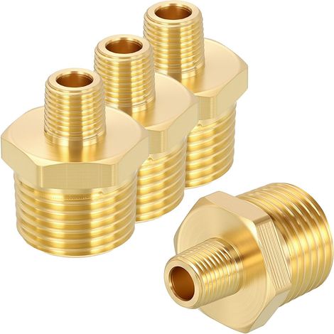 4 Pcs Raccord Mâle À Mâle 1/2" MNPT x 1/8" MNPT Récipient Hexagonal (1/5)