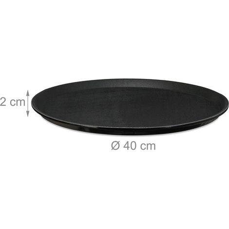 Set di 2 vassoi da portata rotondi per ristorante 35 x 35 x 3 cm bordo rialzato antiscivolo in gomma nera 130013216