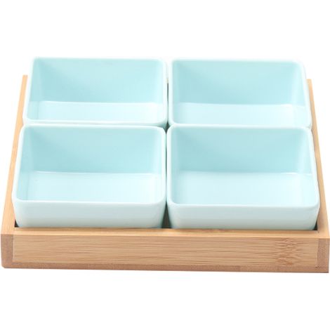 Plateau De Service En Bambou - 4 Compartiments - Pour Apéritifs Bonbons Noix - 30 x 20 cm - 1 Pièce (1/5)