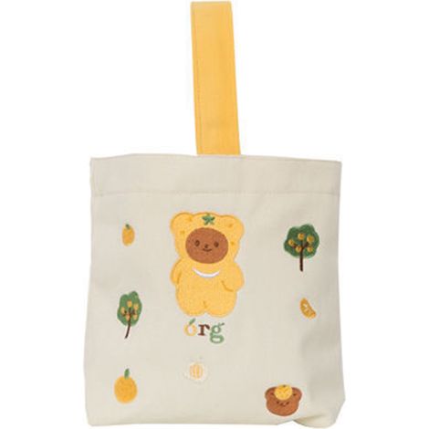 Sac déjeuner en forme de tote cartoon ours, grand format, couleurs vives, toile résistante, boîte à lunch pour repas, livres, collations, orange ours (1/5)