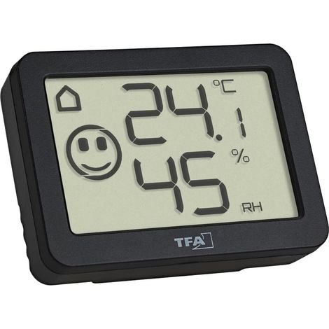 Mini thermo-hygromètre numérique, 30.5055.01, mesure la température et l'humidité intérieures, pour la surveillance du climat intérieur, noir (1/3)
