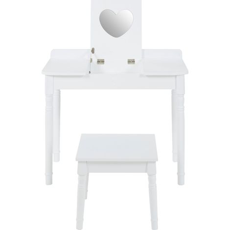 Interiors by Premier Childrens Dressing Table and Chair, Crisp White Dressing Table with Mirror, Body Posture Vanity Chair (1/5)