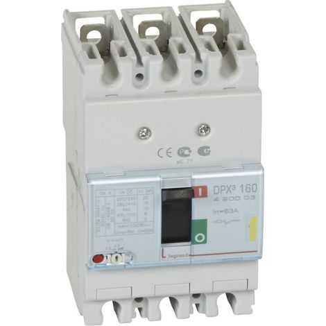 Disjoncteur magnétothermique DPX160 pouvoir de coupure 16kA 400V 3P 63A (420003)