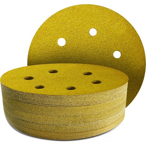 Disques Abrasifs 150mm, Grain 220, 6 Trous, pour Ponceuse Orbitale et Excentrique 50 Pièces (1/5)